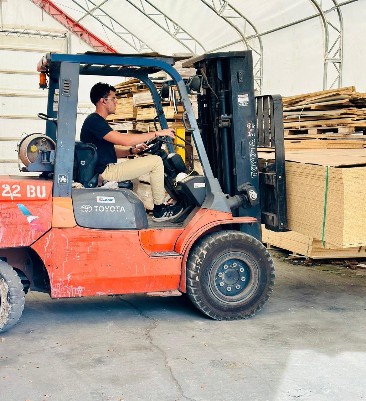 Material handling inside LEGNO Central Florida factory